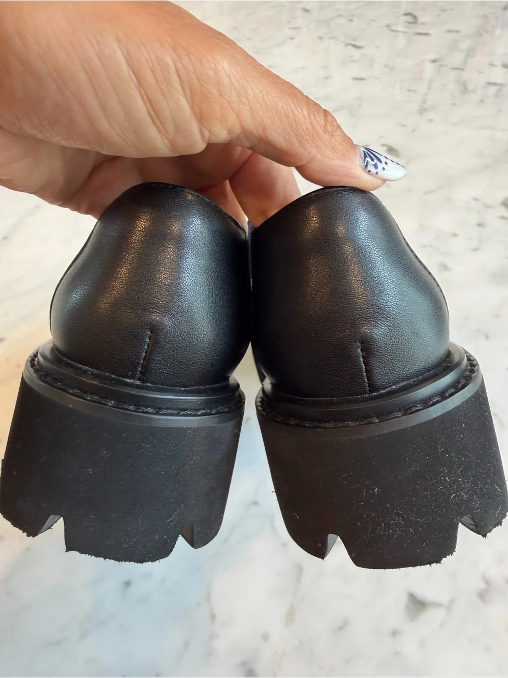 NotChanel Women's Black Leather Platform Loafers Size 39/8 US